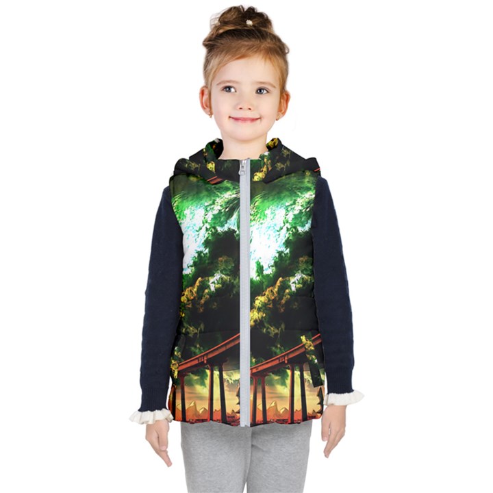 Science-fiction-forward-futuristic Kids  Hooded Puffer Vest