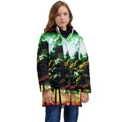 Science-fiction-forward-futuristic Kids  Hooded Longline Puffer Jacket by Cowasu