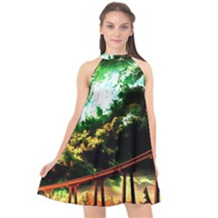 Science-fiction-forward-futuristic Halter Neckline Chiffon Dress  by Cowasu