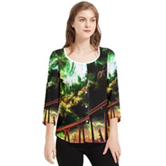 Science-fiction-forward-futuristic Chiffon Quarter Sleeve Blouse by Cowasu