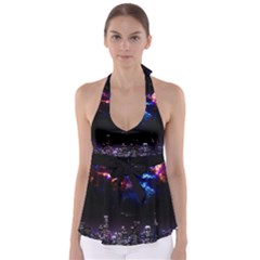 Science-fiction-sci-fi-forward Tie Back Tankini Top by Cowasu