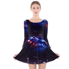 Science-fiction-sci-fi-forward Long Sleeve Velvet Skater Dress