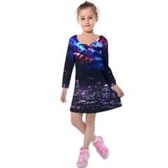 Science-fiction-sci-fi-forward Kids  Long Sleeve Velvet Dress