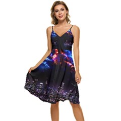 Science-fiction-sci-fi-forward Sleeveless Tie Front Chiffon Dress by Cowasu