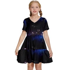 Science-fiction-sci-fi-forward Kids  Short Sleeve Tiered Mini Dress by Cowasu