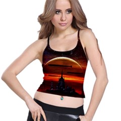 Science-fiction-digital-illustration Spaghetti Strap Bra Top by Cowasu