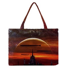 Science-fiction-digital-illustration Zipper Medium Tote Bag by Cowasu