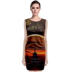 Science-fiction-digital-illustration Sleeveless Velvet Midi Dress