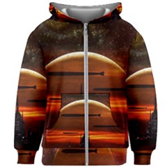 Science-fiction-digital-illustration Kids  Zipper Hoodie Without Drawstring