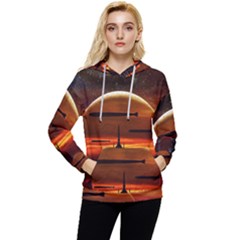 Science-fiction-digital-illustration Women s Lightweight Drawstring Hoodie