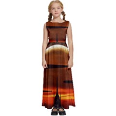 Science-fiction-digital-illustration Kids  Satin Sleeveless Maxi Dress by Cowasu