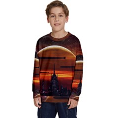 Science-fiction-digital-illustration Kids  Crewneck Sweatshirt