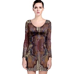 Abstract-design-backdrop-pattern Long Sleeve Velvet Bodycon Dress