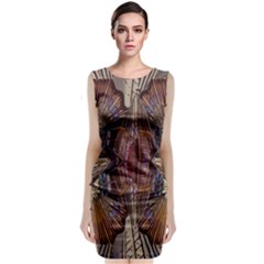 Abstract-design-backdrop-pattern Sleeveless Velvet Midi Dress