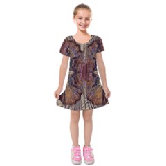 Abstract-design-backdrop-pattern Kids  Short Sleeve Velvet Dress