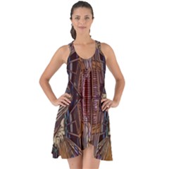 Abstract-design-backdrop-pattern Show Some Back Chiffon Dress by Cowasu