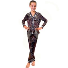 Abstract-design-backdrop-pattern Kids  Satin Long Sleeve Pajamas Set by Cowasu