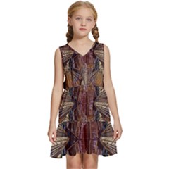 Abstract-design-backdrop-pattern Kids  Sleeveless Tiered Mini Dress by Cowasu