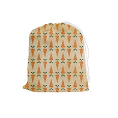 Patter-carrot-pattern-carrot-print Drawstring Pouch (large) by Cowasu