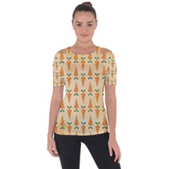 Patter-carrot-pattern-carrot-print Shoulder Cut Out Short Sleeve Top by Cowasu