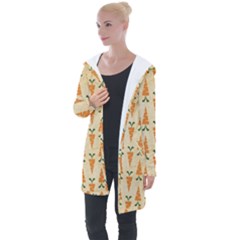 Patter-carrot-pattern-carrot-print Longline Hooded Cardigan by Cowasu