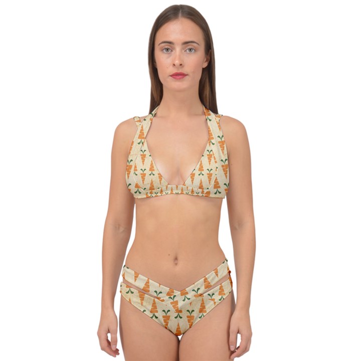 Patter-carrot-pattern-carrot-print Double Strap Halter Bikini Set