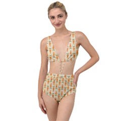 Patter-carrot-pattern-carrot-print Tied Up Two Piece Swimsuit by Cowasu