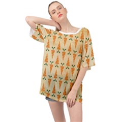 Patter-carrot-pattern-carrot-print Oversized Chiffon Top by Cowasu