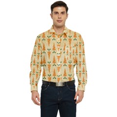 Patter-carrot-pattern-carrot-print Men s Long Sleeve Pocket Shirt  by Cowasu