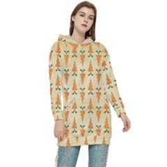 Patter-carrot-pattern-carrot-print Women s Long Oversized Pullover Hoodie