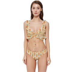 Patter-carrot-pattern-carrot-print Low Cut Ruffle Edge Bikini Set by Cowasu