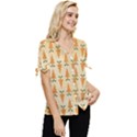 Patter-carrot-pattern-carrot-print Bow Sleeve Button Up Top View3