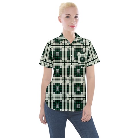 Pattern-design-texture-fashion Women s Short Sleeve Pocket Shirt by Cowasu