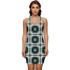 Pattern-design-texture-fashion Sleeveless Wide Square Neckline Ruched Bodycon Dress by Cowasu