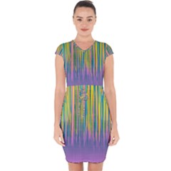 Background-colorful-texture-bright Capsleeve Drawstring Dress 