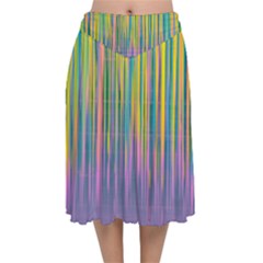 Background-colorful-texture-bright Velvet Flared Midi Skirt by Cowasu