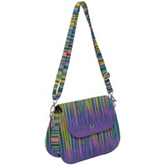 Background-colorful-texture-bright Saddle Handbag