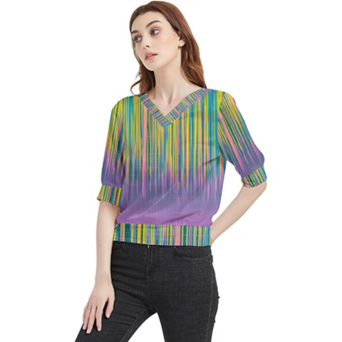 Background-colorful-texture-bright Quarter Sleeve Blouse by Cowasu