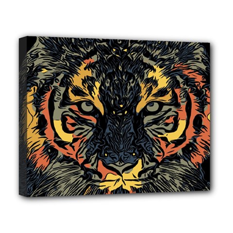 Tiger-predator-abstract-feline Deluxe Canvas 20  X 16  (stretched) by Cowasu