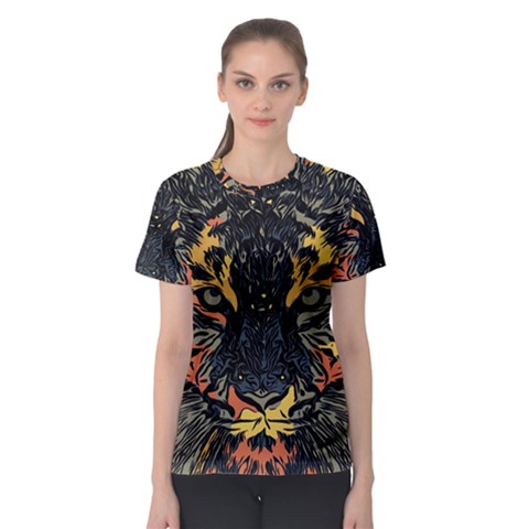 Tiger-predator-abstract-feline Women s Sport Mesh T-shirt by Cowasu