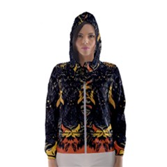 Tiger-predator-abstract-feline Women s Hooded Windbreaker