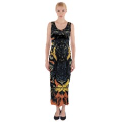 Tiger-predator-abstract-feline Fitted Maxi Dress by Cowasu