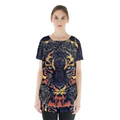 Tiger-predator-abstract-feline Skirt Hem Sports Top by Cowasu