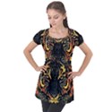 Tiger-predator-abstract-feline Puff Sleeve Tunic Top View1