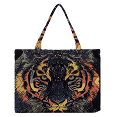 Tiger-predator-abstract-feline Zipper Medium Tote Bag by Cowasu