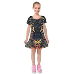 Tiger-predator-abstract-feline Kids  Short Sleeve Velvet Dress