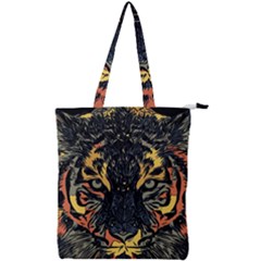 Tiger-predator-abstract-feline Double Zip Up Tote Bag by Cowasu