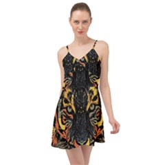 Tiger-predator-abstract-feline Summer Time Chiffon Dress by Cowasu