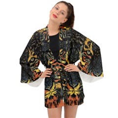 Tiger-predator-abstract-feline Long Sleeve Kimono by Cowasu