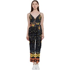 Tiger-predator-abstract-feline V-neck Camisole Jumpsuit by Cowasu